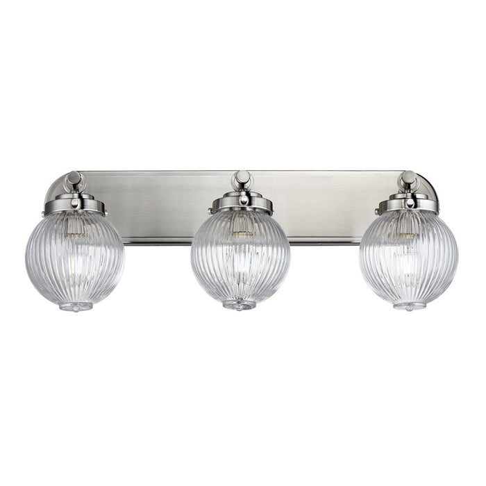 Maxim Lighting Kasbah 3 Light Bath Vanity, Satin Nickel/Clear Ribbed - 15193CRSN