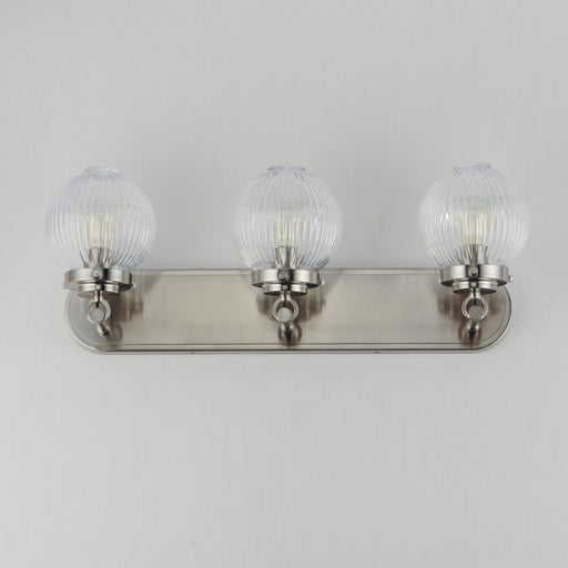 Maxim Lighting Kasbah 3 Light Bath Vanity, Satin Nickel/Clear Ribbed
