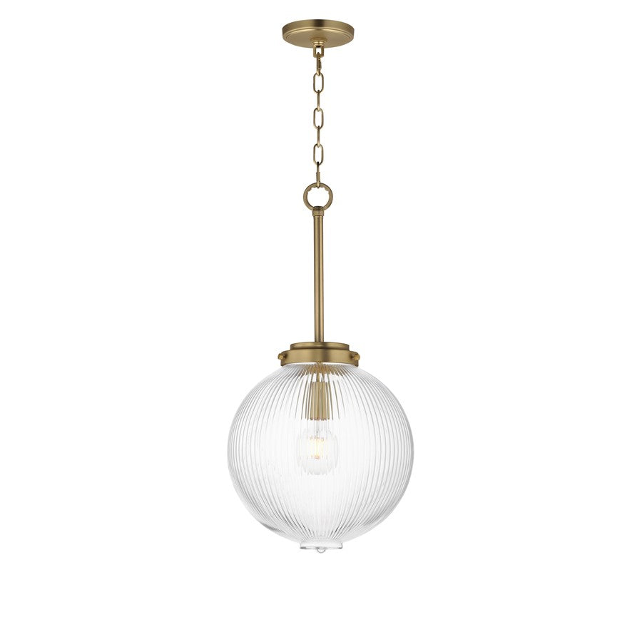 Maxim Lighting Kasbah 1 Light 12" Pendant, Satin Brass/Clear Ribbed - 15194CRSBR