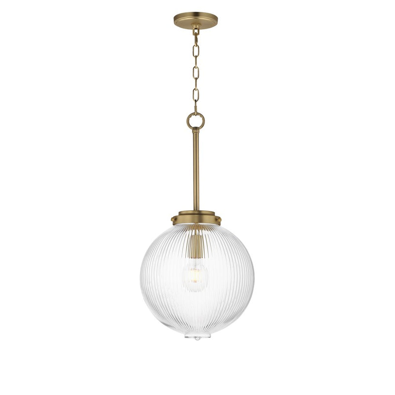 Maxim Lighting Kasbah 1 Light 12" Pendant, Satin Brass/Clear Ribbed