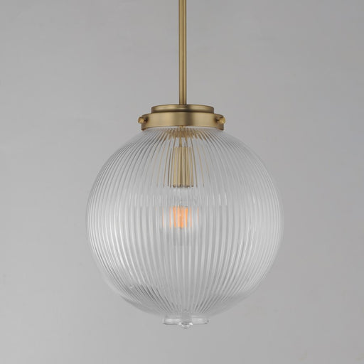 Maxim Lighting Kasbah 1 Light 12" Pendant, Satin Brass/Clear Ribbed