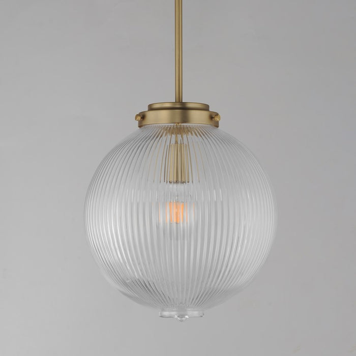 Maxim Lighting Kasbah 1 Light 12" Pendant, Satin Brass/Clear Ribbed