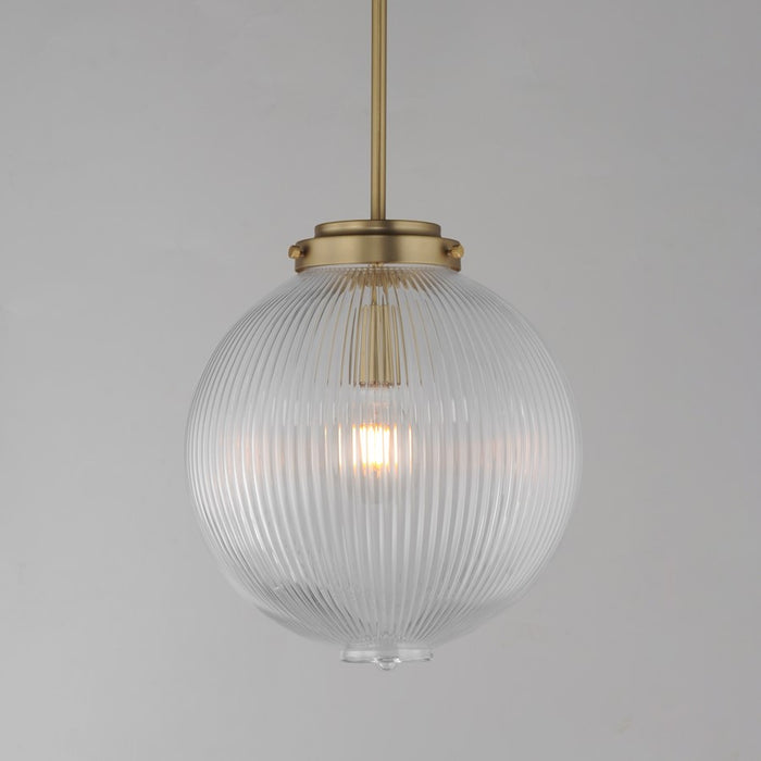 Maxim Lighting Kasbah 1 Light 12" Pendant, Satin Brass/Clear Ribbed