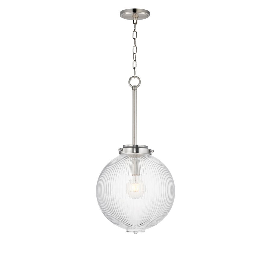 Maxim Lighting Kasbah 1 Light 12" Pendant, Satin Nickel/Clear Ribbed - 15194CRSN