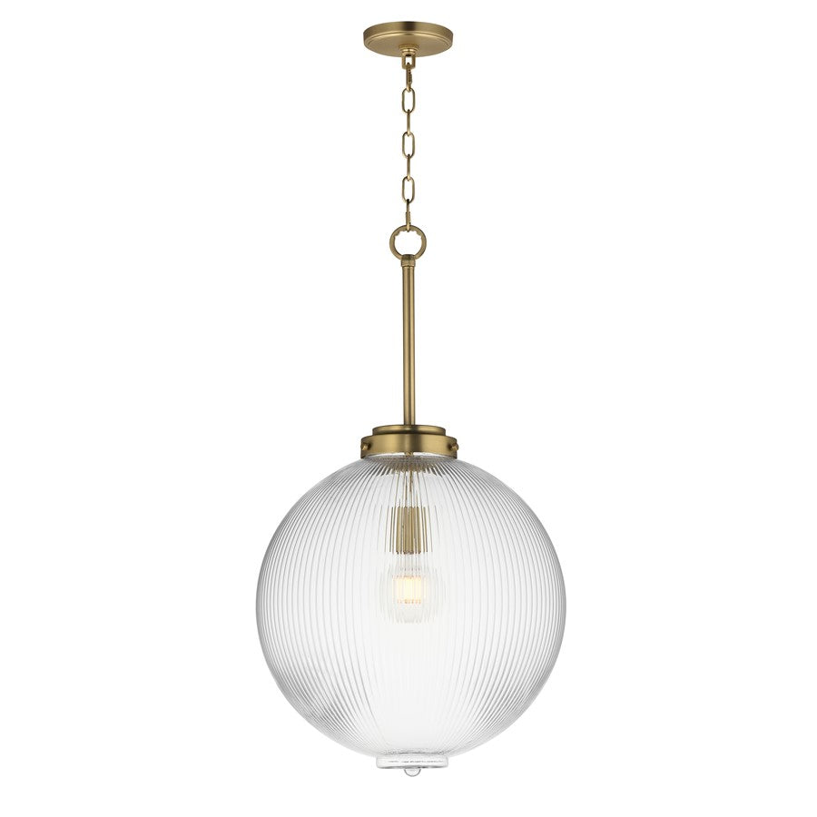 Maxim Lighting Kasbah 1 Light 16" Pendant, Satin Brass/Clear Ribbed - 15196CRSBR