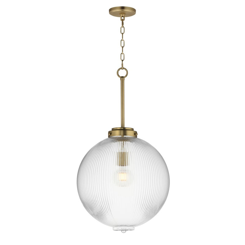 Maxim Lighting Kasbah 1 Light 16" Pendant, Satin Brass/Clear Ribbed