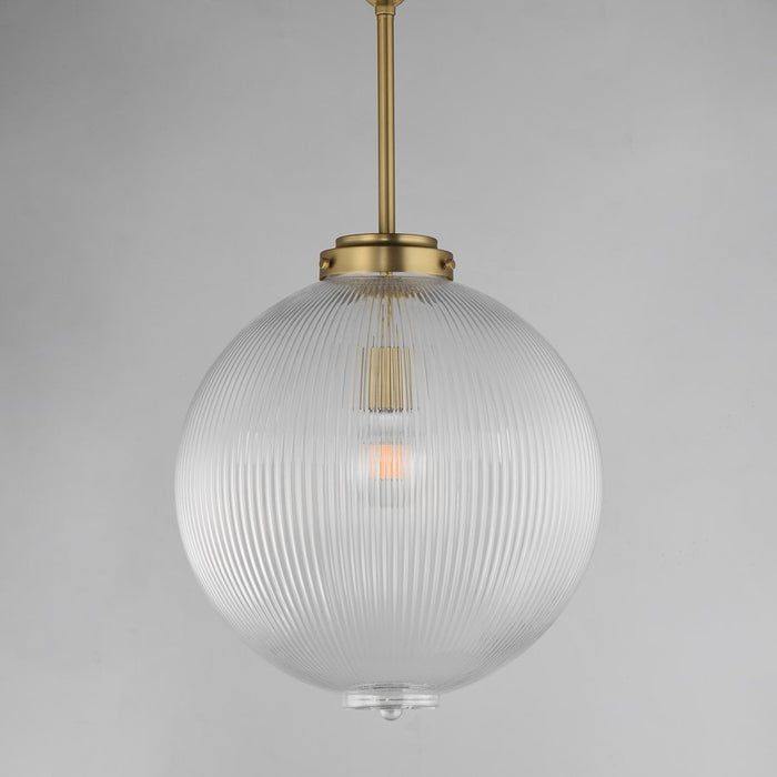 Maxim Lighting Kasbah 1 Light 16" Pendant, Satin Brass/Clear Ribbed