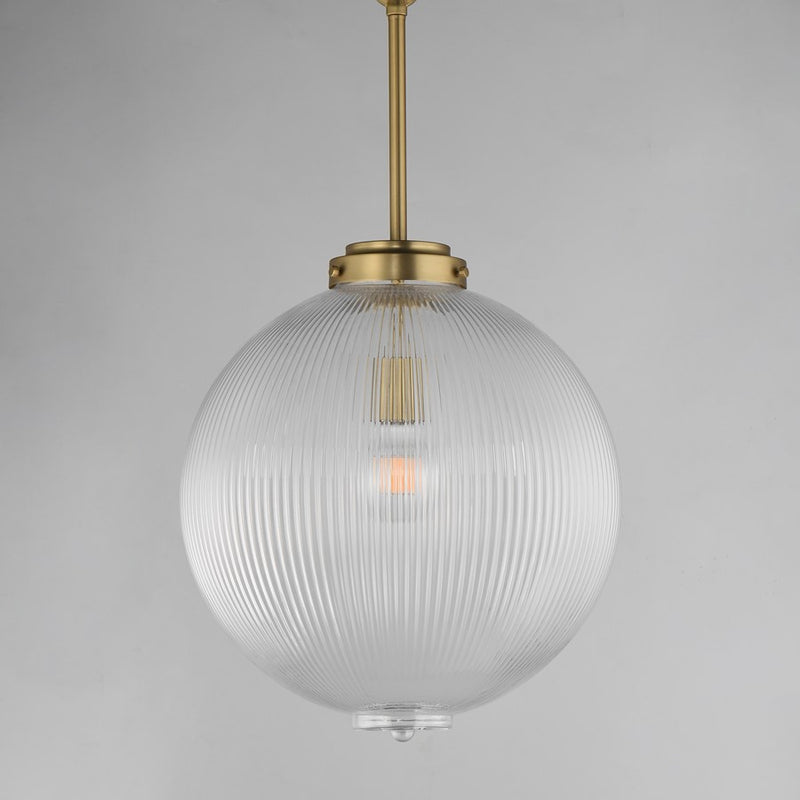 Maxim Lighting Kasbah 1 Light 16" Pendant, Satin Brass/Clear Ribbed