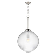 Maxim Lighting Kasbah 1 Light 16" Pendant, Satin Nickel/Clear Ribbed - 15196CRSN