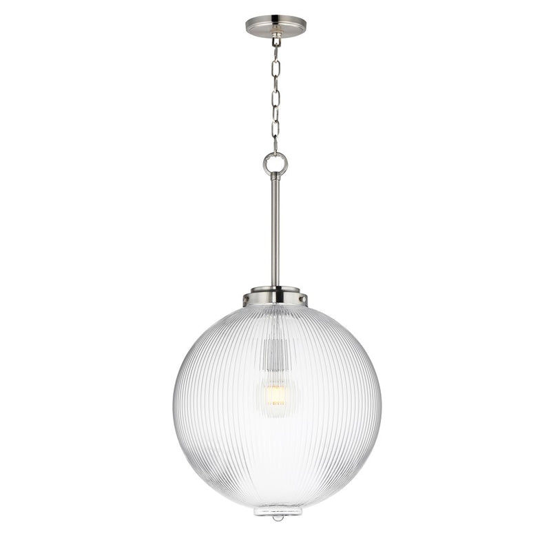 Maxim Lighting Kasbah 1 Light 16" Pendant, Satin Nickel/Clear Ribbed