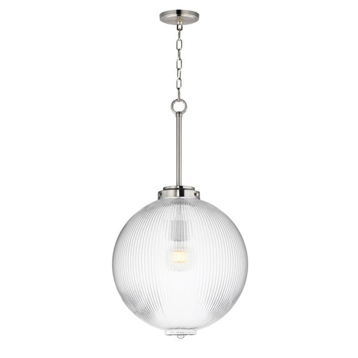 Maxim Lighting Kasbah 1 Light 16" Pendant, Satin Nickel/Clear Ribbed - 15196CRSN