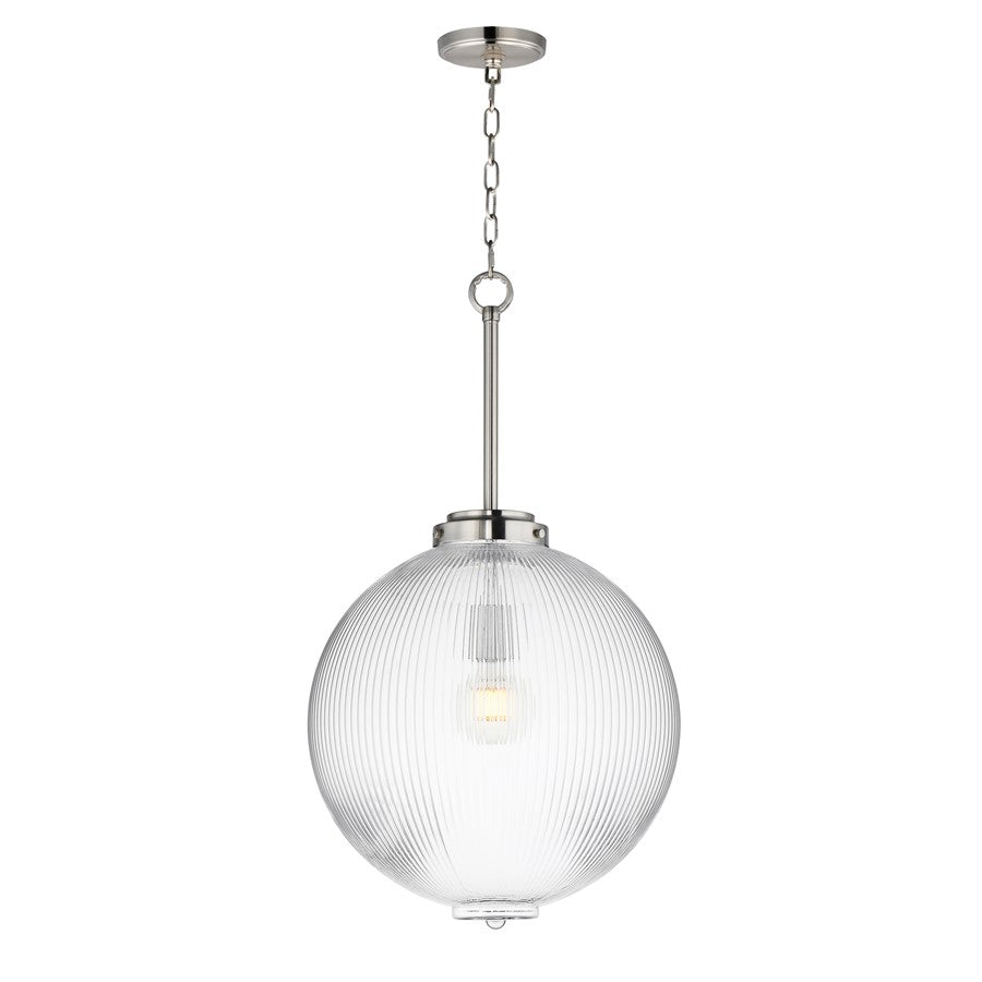 Maxim Lighting Kasbah 1 Light 16" Pendant, Satin Nickel/Clear Ribbed - 15196CRSN