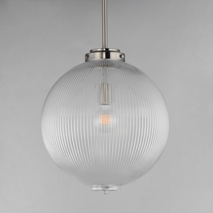Maxim Lighting Kasbah 1 Light 16" Pendant, Satin Nickel/Clear Ribbed