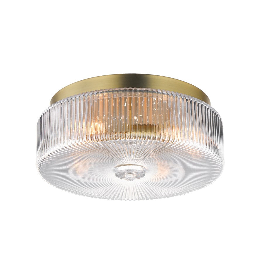 Maxim Lighting Kasbah 4 Light Flush Mount, Satin Brass/Clear Ribbed - 15199CRSBR