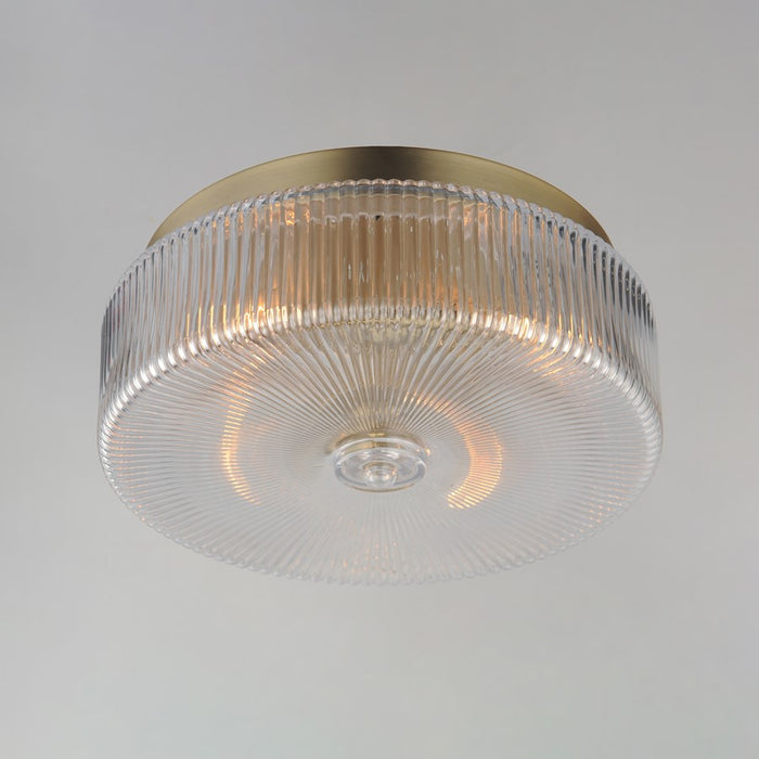 Maxim Lighting Kasbah 4 Light Flush Mount, Satin Brass/Clear Ribbed