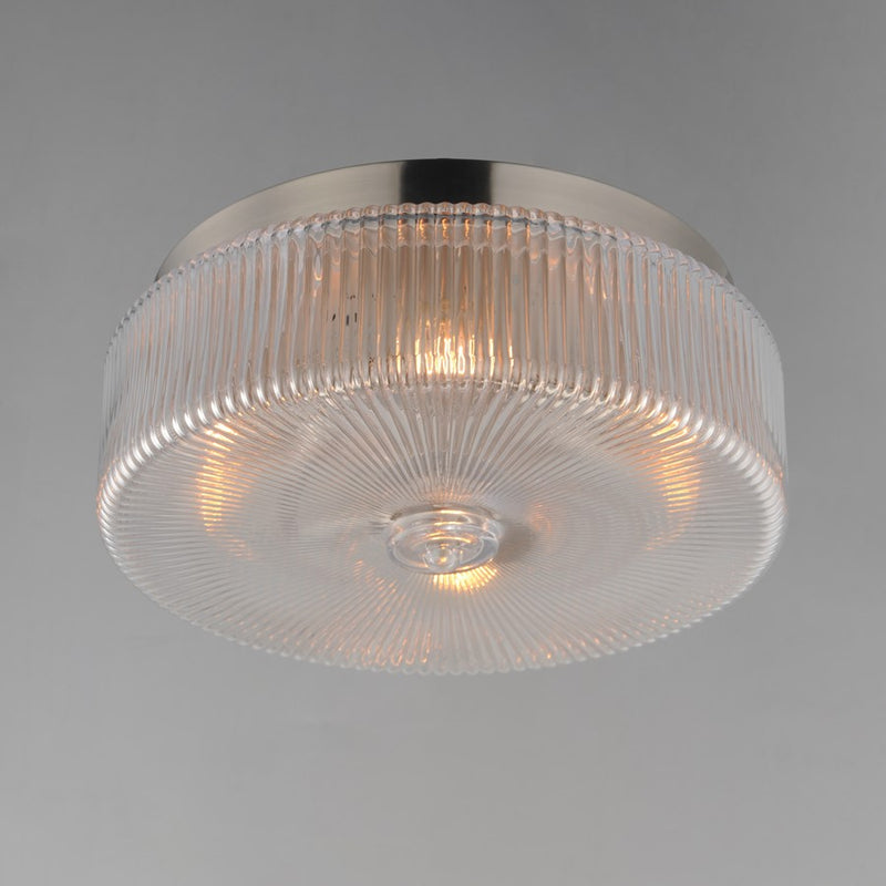 Maxim Lighting Kasbah 4 Light Flush Mount, Satin Nickel/Clear Ribbed