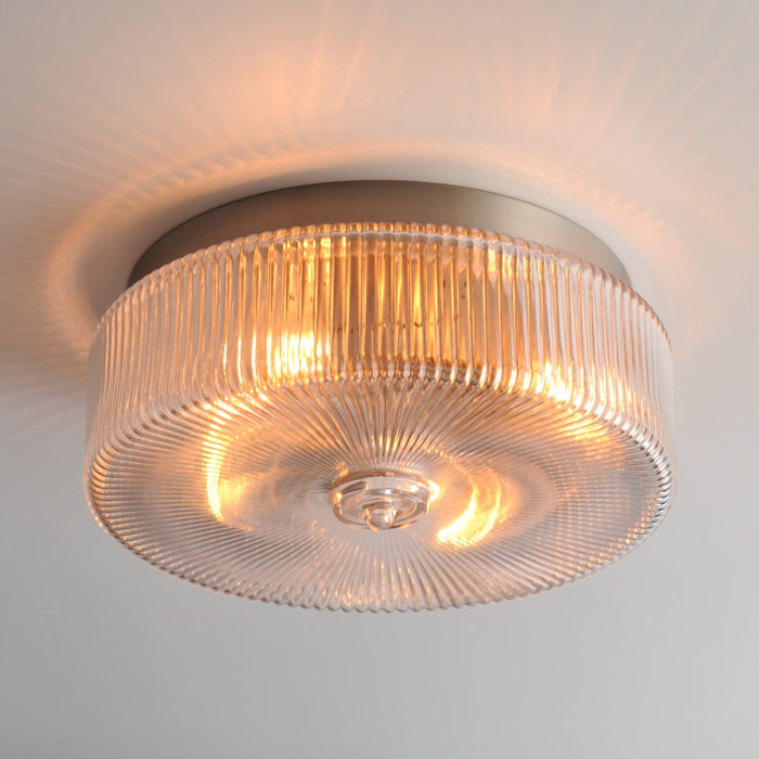 Maxim Lighting Kasbah 4 Light Flush Mount, Satin Nickel/Clear Ribbed