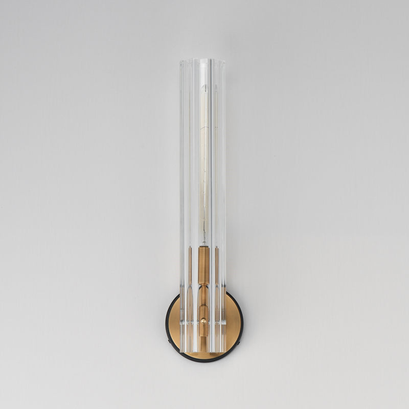 Maxim Lighting Flambeau 1Lt 19.5" Wall Sconce, Black/Brs/Clear