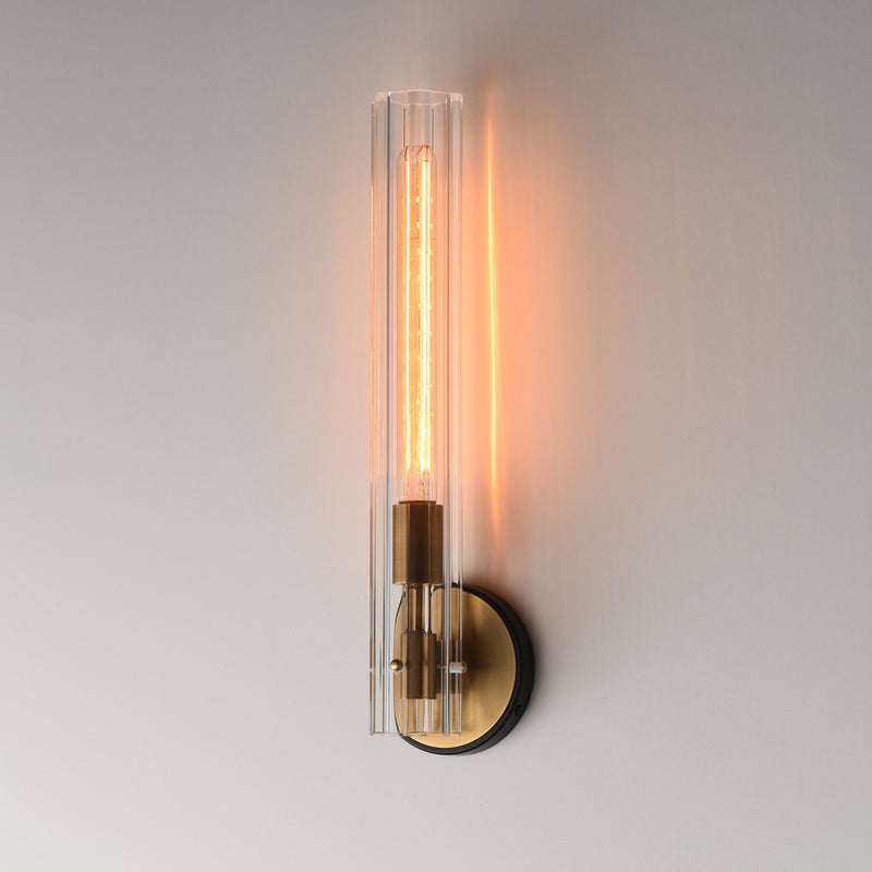 Maxim Lighting Flambeau 1Lt 19.5" Wall Sconce, Black/Brs/Clear