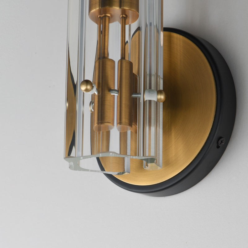 Maxim Lighting Flambeau 1Lt 19.5" Wall Sconce, Black/Brs/Clear