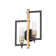 Maxim Lighting Flambeau 2-Light Wall Sconce, Black/Antique Brass
