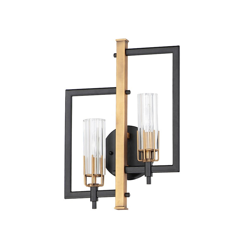 Maxim Lighting Flambeau 2-Light Wall Sconce, Black/Antique Brass