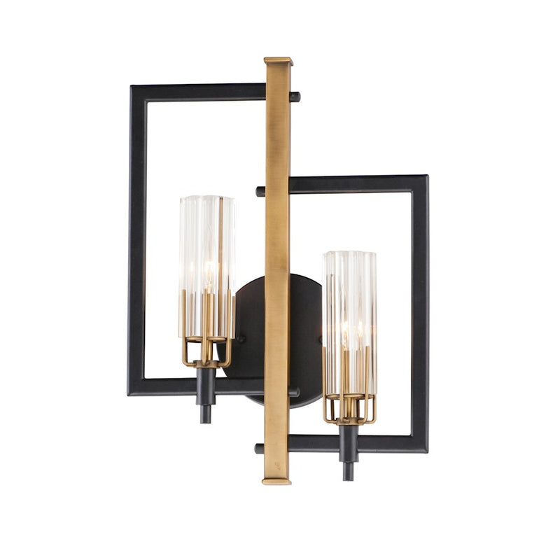 Maxim Lighting Flambeau 2-Light Wall Sconce in Black/Antique Brass