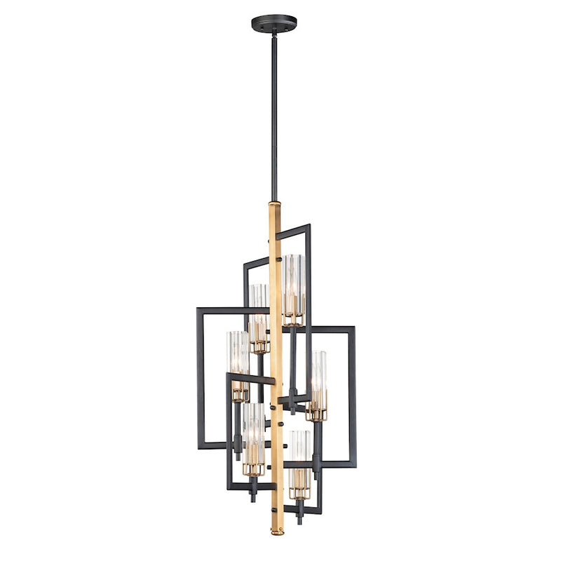 Maxim Lighting Flambeau 6-Light Chandelier, Black/Antique Brass