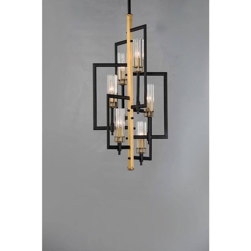 Maxim Lighting Flambeau 6-Light Chandelier, Black/Antique Brass