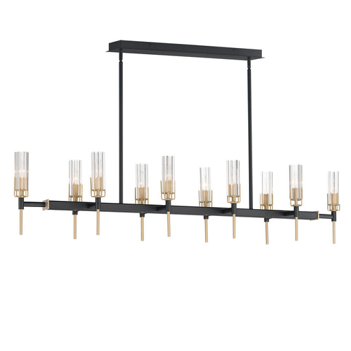 Maxim Flambeau 60in 10-Light Linear Pendant | Traditional Black and Clear Glass | Kitchen Island & Dining Room | Model 16119CLBKAB