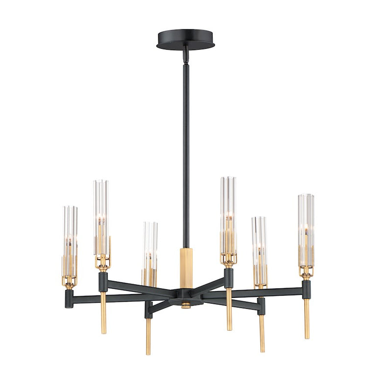 Maxim Lighting Flambeau 6-Light Chandelier in Black/Antique Brass