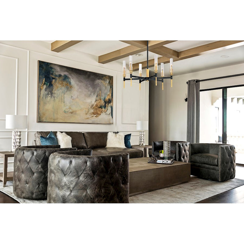 Maxim Lighting Flambeau 6-Light Chandelier in Black/Antique Brass