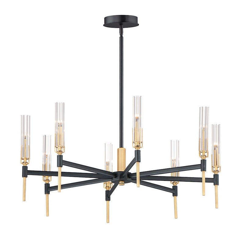 Maxim Lighting Flambeau 8-Light Chandelier in Black/Antique Brass