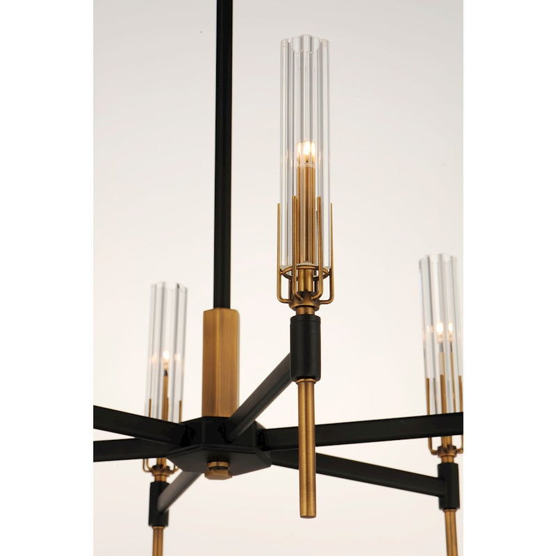 Maxim Lighting Flambeau 8-Light Chandelier in Black/Antique Brass