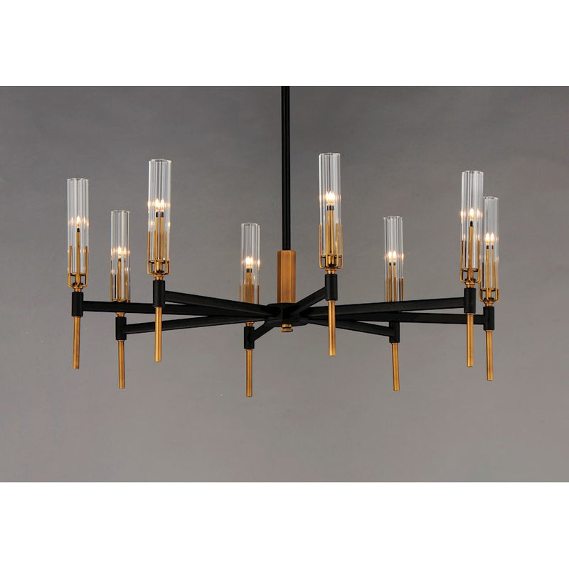 Maxim Lighting Flambeau 8-Light Chandelier in Black/Antique Brass