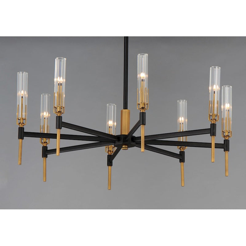 Maxim Lighting Flambeau 8-Light Chandelier in Black/Antique Brass