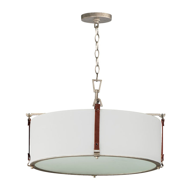 Maxim Lighting Sausalito 4 Light Pendant, Zinc/Brown Suede/Frosted