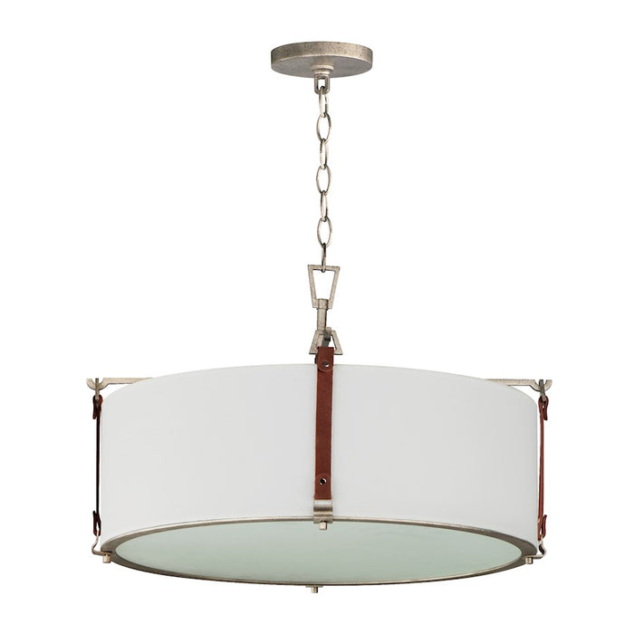 Maxim Lighting Sausalito 4 Light Pendant, Zinc/Brown Suede/Frosted