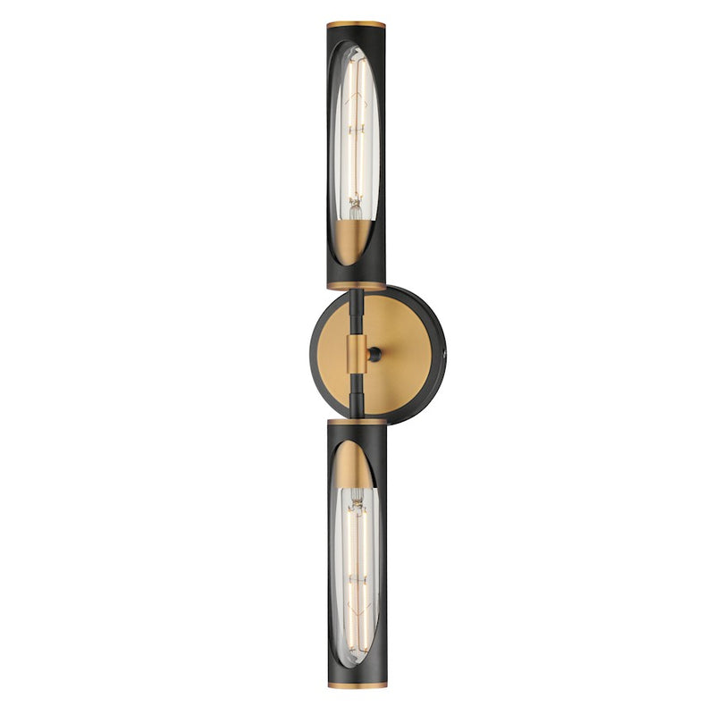 Maxim Lighting Regent 2 Light Bath Vanity, Black/Brass/Clear