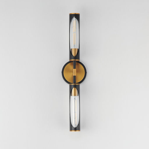 Maxim Lighting Regent 2 Light Bath Vanity, Black/Brass/Clear