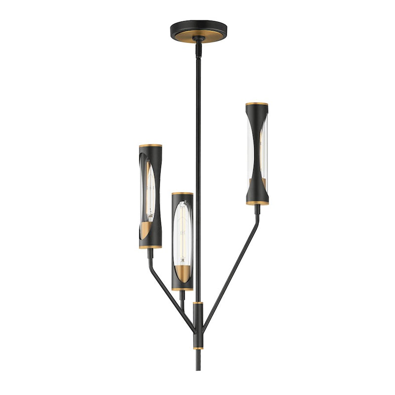Maxim Lighting Regent 3 Light Pendant, Black/Antique Brass/Clear