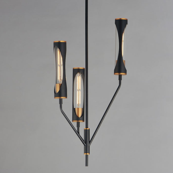 Maxim Lighting Regent 3 Light Pendant, Black/Antique Brass/Clear