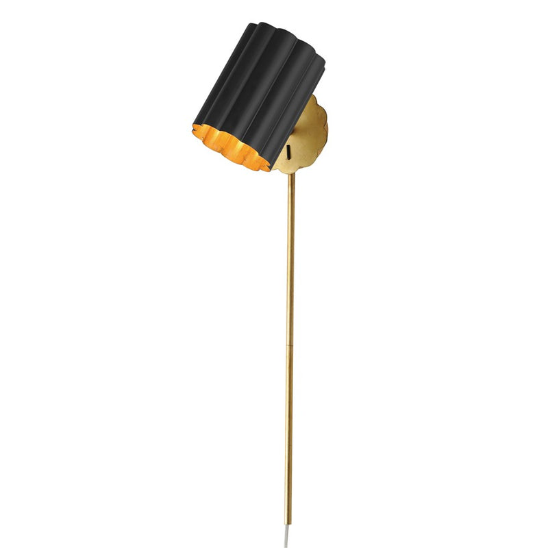 Maxim Lighting Primrose 1 Light 30.75" Wall Sconce, Black/Gold Leaf - 18050BKGL