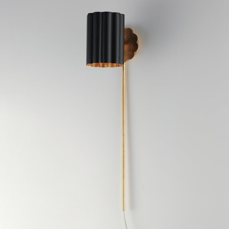 Maxim Lighting Primrose 1 Light 30.75" Wall Sconce, Black/Gold Leaf