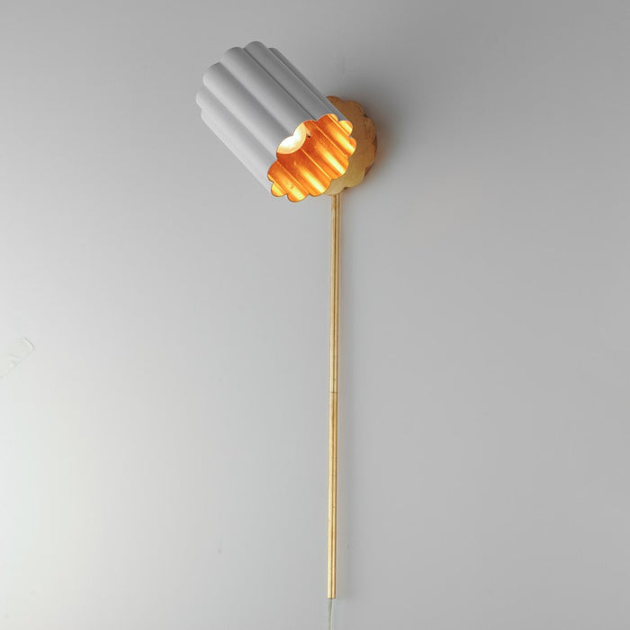 Maxim Lighting Primrose 1 Light 30.75" Wall Sconce, White/Gold Leaf