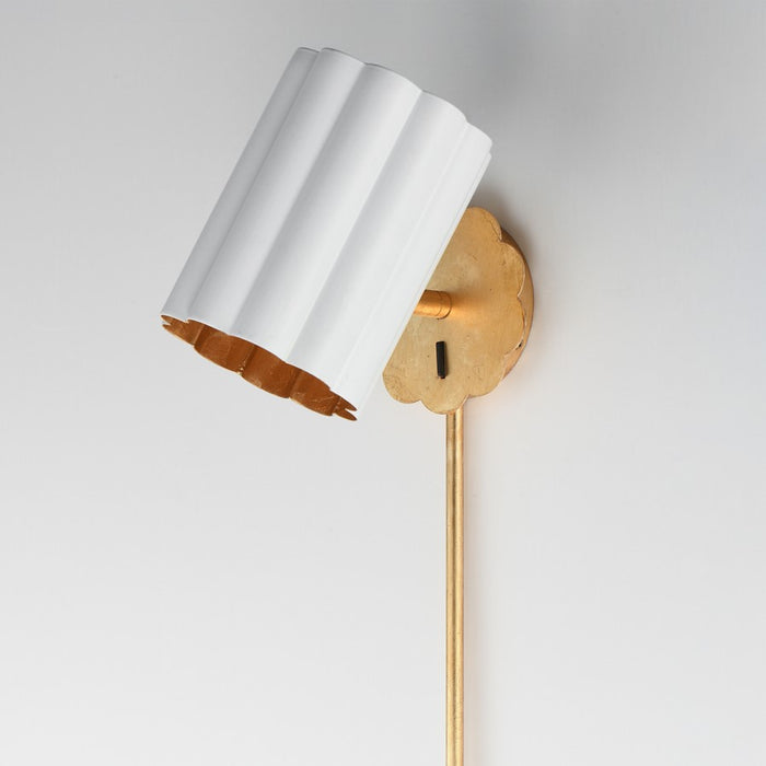 Maxim Lighting Primrose 1 Light 30.75" Wall Sconce, White/Gold Leaf