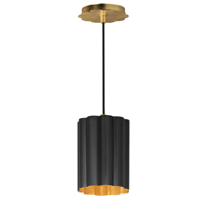 Maxim Lighting Primrose 1Lt 8.75" Single Pendant, Black/Gold Leaf - 18054BKGL