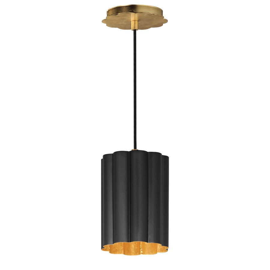 Maxim Lighting Primrose 1Lt 8.75" Single Pendant, Black/Gold Leaf - 18054BKGL