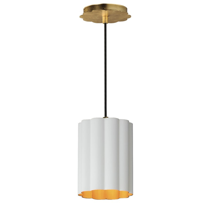 Maxim Lighting Primrose 1Lt 8.75" Single Pendant, White/Gold Leaf - 18054MWGL