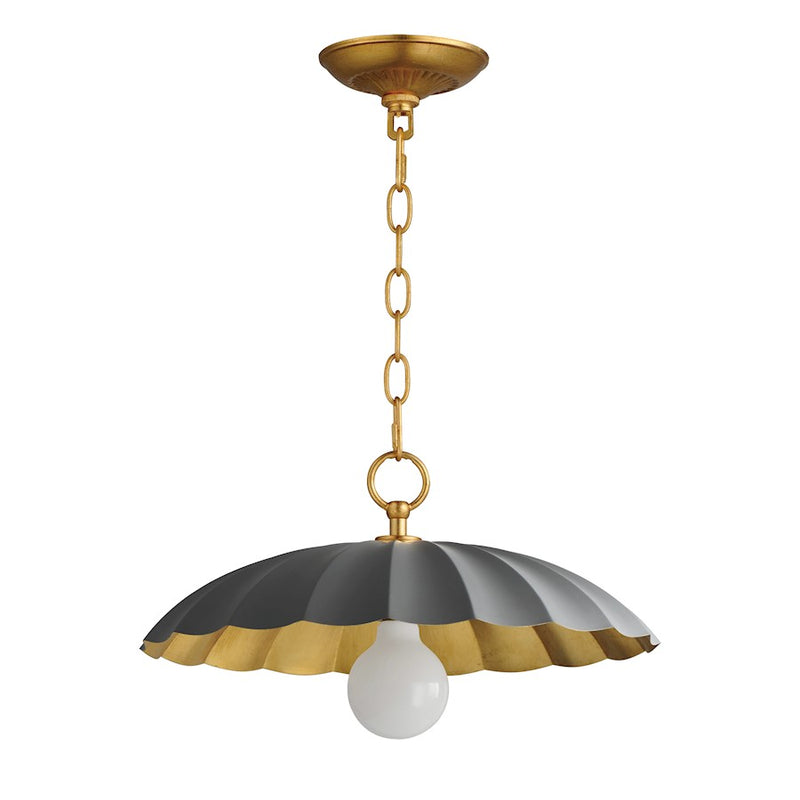 Maxim Lighting Primrose 1 Light Pendant, Dark Grey/Gold Leaf
